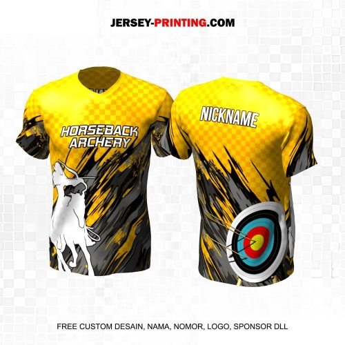 Jersey Panahan Kuning Hitam Abu Motif Square Abstrak 173