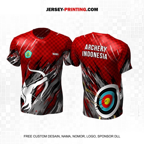 Jersey Panahan Maroon Hitam Abu Motif Square Abstrak 172