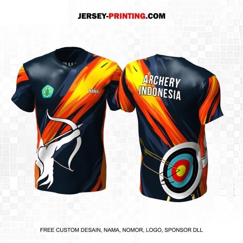 Jersey Panahan Navy Orange Motif Abstrak 169