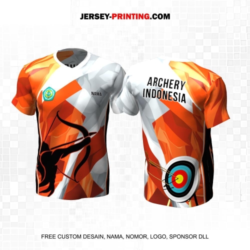 Jersey Panahan Orange Putih Motif Abstrak 170