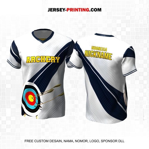 Jersey Panahan Putih Navy Motif Abstrak Garis 183