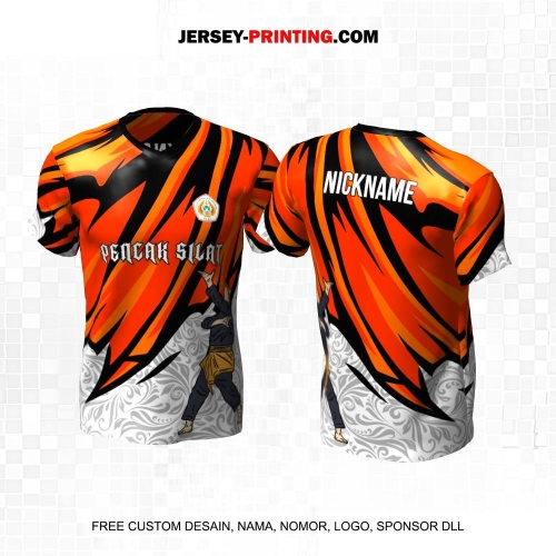 Jersey Pencak Silat Abu Orange Hitam Motif Abstrak Batik 474
