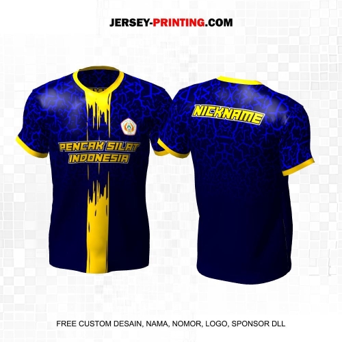 Jersey Pencak Silat Biru Kuning Motif Abstrak 173