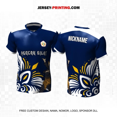 Jersey Pencak Silat Biru Kuning Putih Motif Batik 586