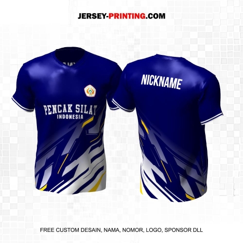 Jersey Pencak Silat Biru Putih Kuning Motif Abstrak 623
