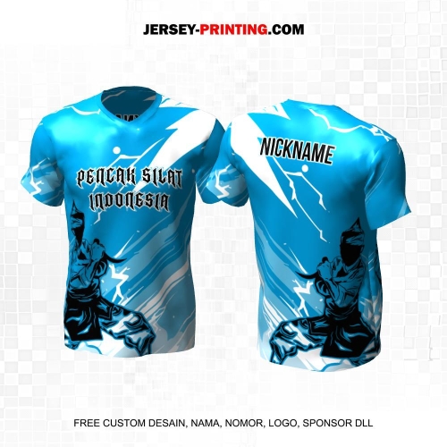 Jersey Pencak Silat Biru Putih Motif Abstrak 444
