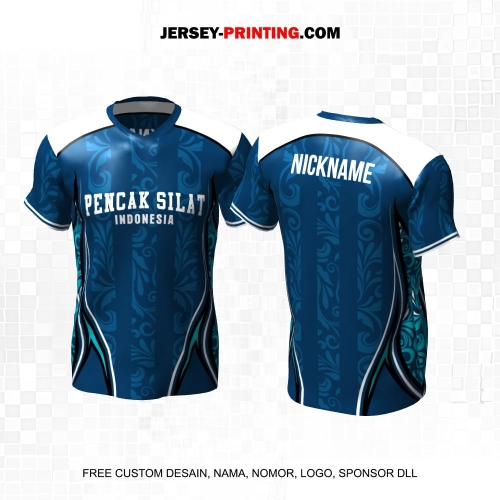 Jersey Pencak Silat Biru Putih Motif Batik 591