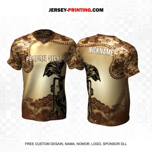 Jersey Pencak Silat Coklat Gold Motif Batik Wayang 596