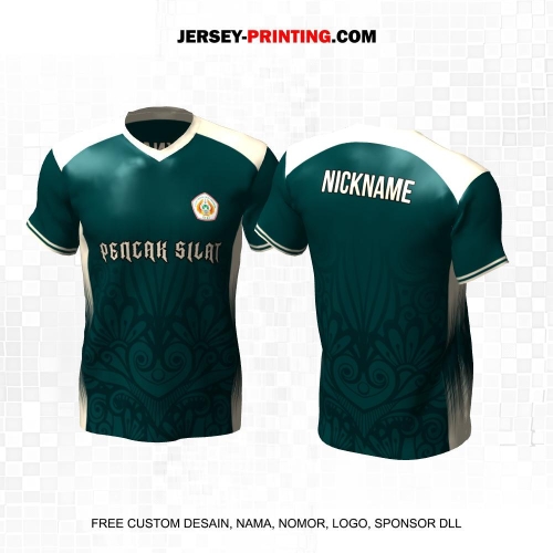 Jersey Pencak Silat Hijau Krem Motif Batik 598