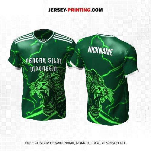 Jersey Pencak Silat Hijau Motif Abstrak Petir 581