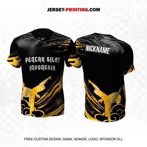 Jersey Pencak Silat Hitam Abu Gold Motif Batik 476
