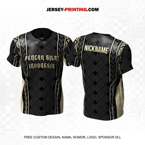 Jersey Pencak Silat Hitam Abu Motif Batik Geometris 441