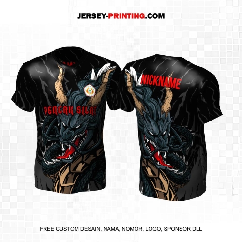 Jersey Pencak Silat Hitam Abu Motif Dragon Evil 469