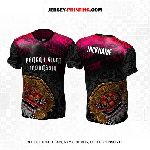 Jersey Pencak Silat Hitam Abu Pink Motif Batik Barong 440