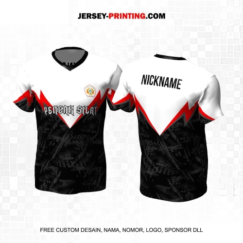 Jersey Pencak Silat Hitam Abu Putih Merah Motif Abstrak 610