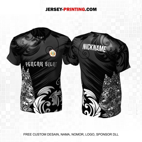 Jersey Pencak Silat Hitam Abu Putih Motif Batik Gunungan 473