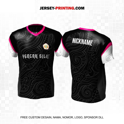 Jersey Pencak Silat Hitam Abu Putih Pink Motif Liquid Batik 597