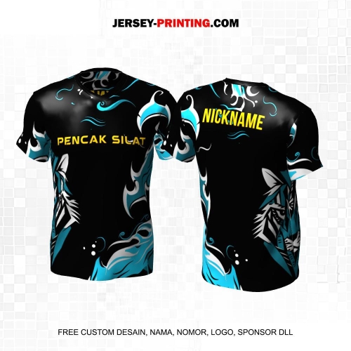Jersey Pencak Silat Hitam Biru Putih Motif Abstrak 400