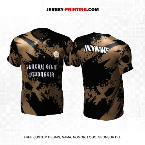 Jersey Pencak Silat Hitam Coklat Motif Abstrak 420