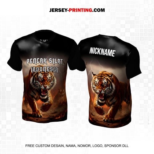 Jersey Pencak Silat Hitam Coklat Motif Harimau 454
