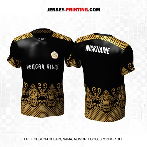 Jersey Pencak Silat Hitam Gold Motif Batik 592