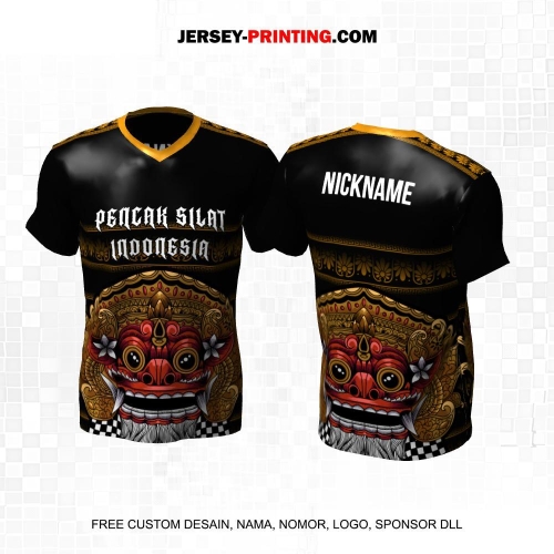 Jersey Pencak Silat Hitam Gold Motif Batik Barong 629