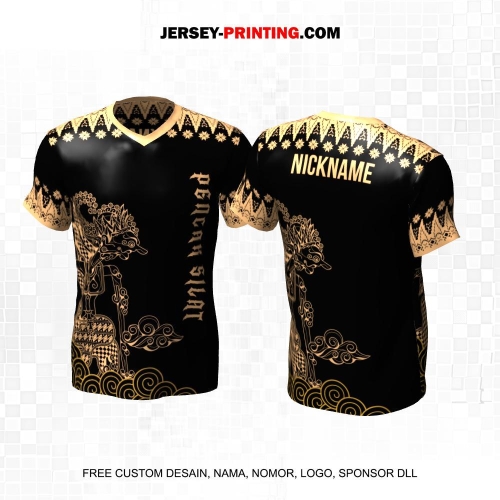 Jersey Pencak Silat Hitam Krem Motif Batik Wayang 601