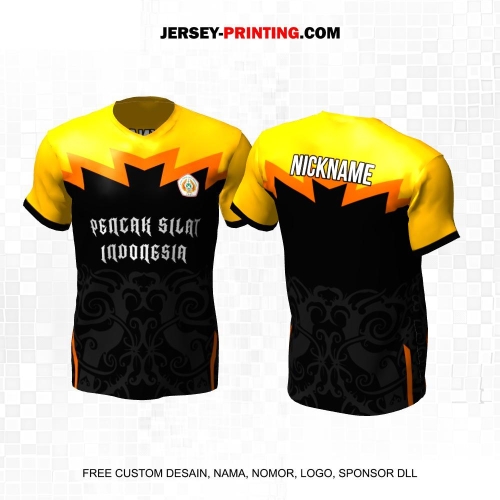 Jersey Pencak Silat Hitam Kuning Motif Batik 382