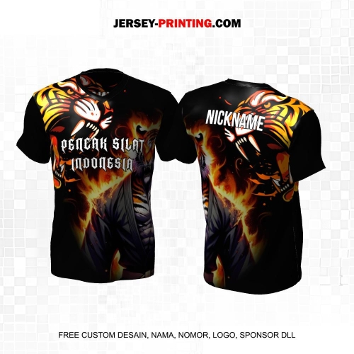 Jersey Pencak Silat Hitam Orange Motif Harimau 422
