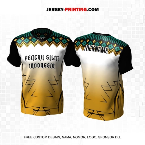 Jersey Pencak Silat Hitam Putih Gold Motif Abstrak Batik 418