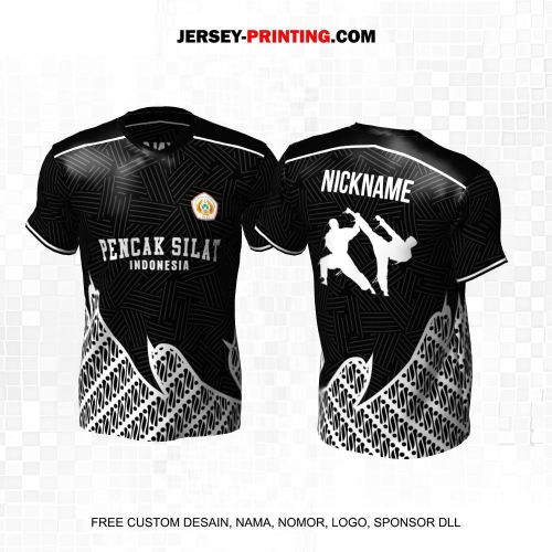Jersey Pencak Silat Hitam Putih Motif Geometris Batik Parang 628