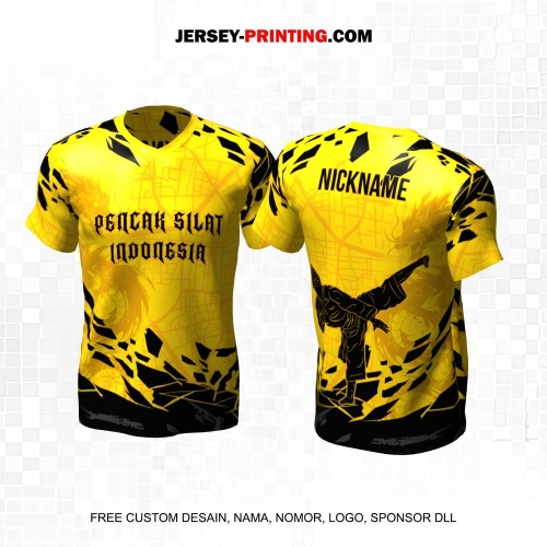 Jersey Pencak Silat Kuning Hitam Motif Abstrak Naga 463
