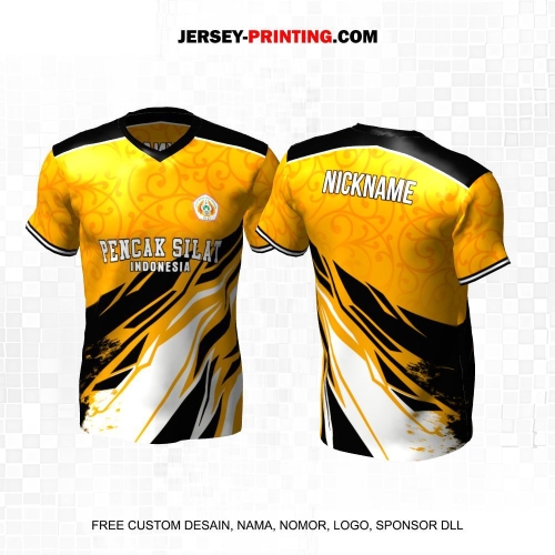 Jersey Pencak Silat Kuning Hitam Putih Motif Abstrak 624