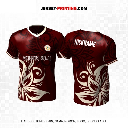 Jersey Pencak Silat Maroon Krem Motif Batik 599