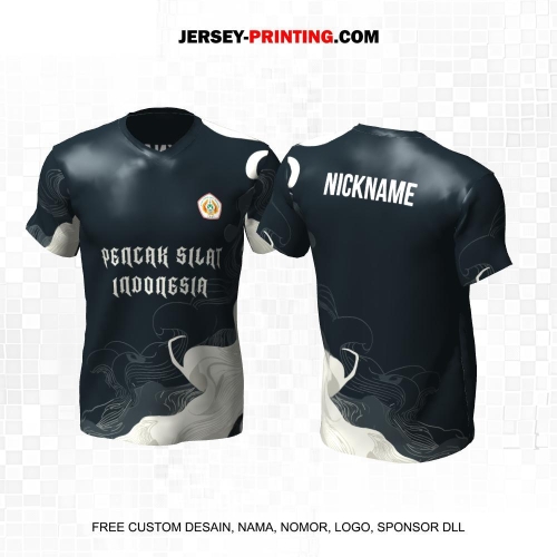 Jersey Pencak Silat Navy Tua Krem Motif Liquid 426