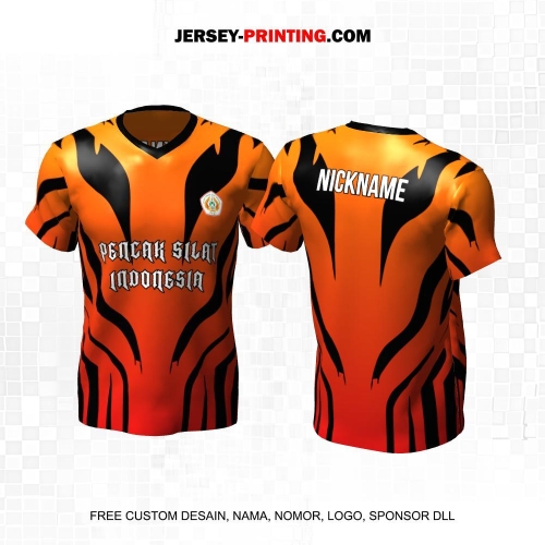 Jersey Pencak Silat Orange Motif Abstrak Geometris 423