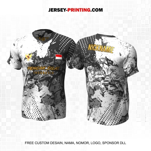 Jersey Pencak Silat Putih Abu Motif Abstrak 107