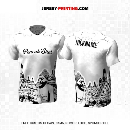 Jersey Pencak Silat Putih Abu Motif Batik Candi Borobudur 399