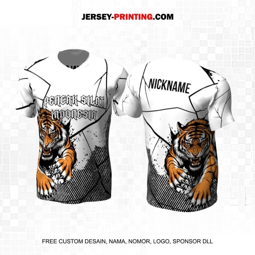 Jersey Pencak Silat Putih Hitam Motif Abstrak Harimau 465