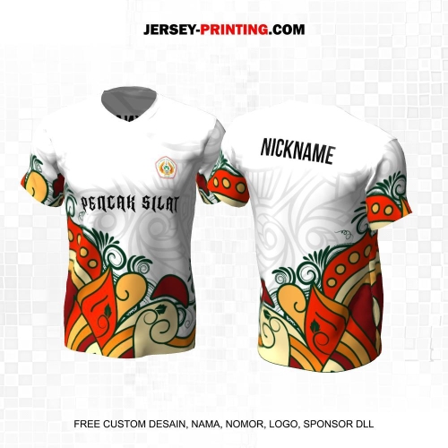 Jersey Pencak Silat Putih Warna Warni Motif Batik Kontemporer 590