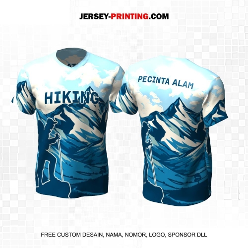 Jersey Pendaki Biru Krem Motif Pemandangan Alam Gunung 110