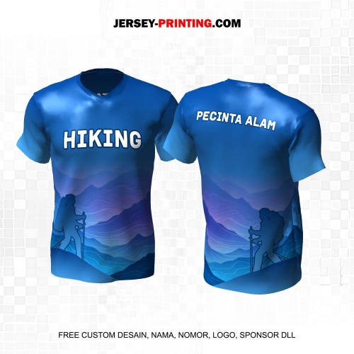 Jersey Pendaki Biru Motif Pegunungan 111