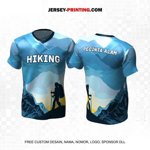 Jersey Pendaki Biru Motif Pemandangan Alam 108