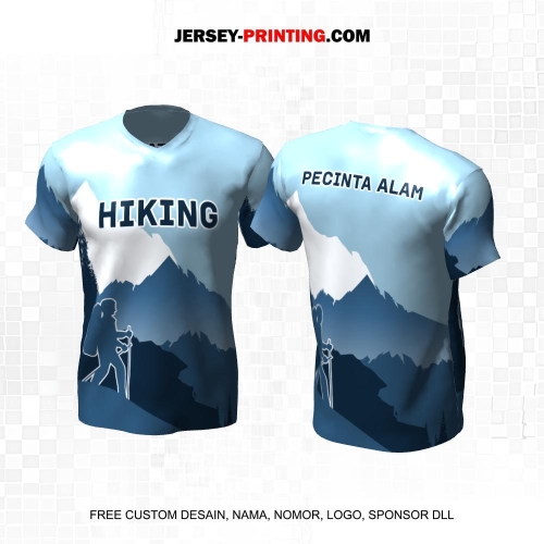 Jersey Pendaki Biru Motif Pemandangan Alam Gunung 102
