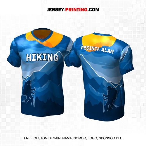 Jersey Pendaki Biru Motif Pemandangan Alam Gunung 107