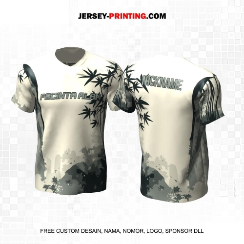 Jersey Pendaki Krem Motif Pemandangan Alam 100