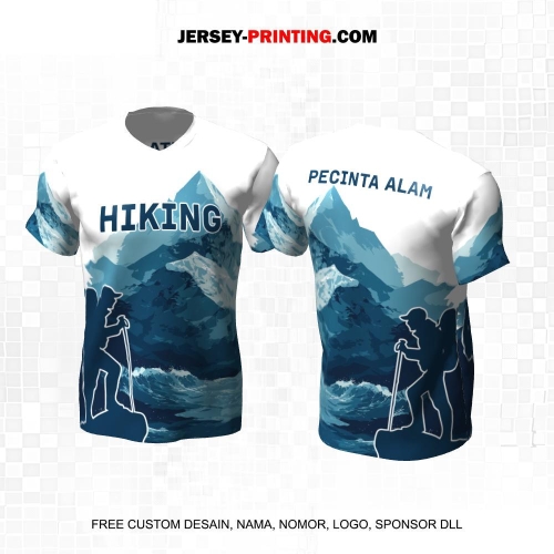 Jersey Pendaki Putih Biru Motif Gunung 97