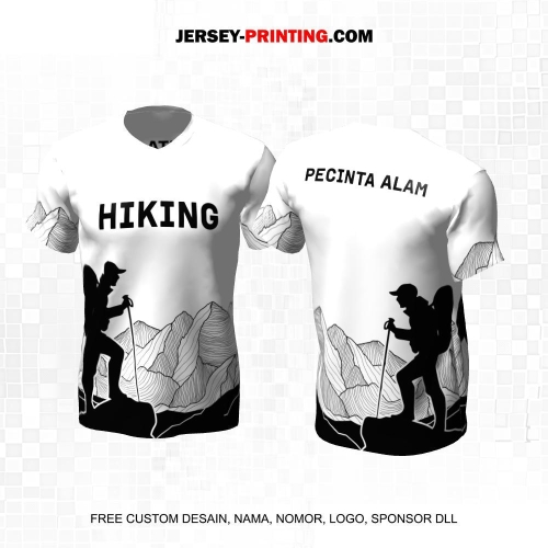 Jersey Pendaki Putih Hitam Motif Siluet Gunung 95