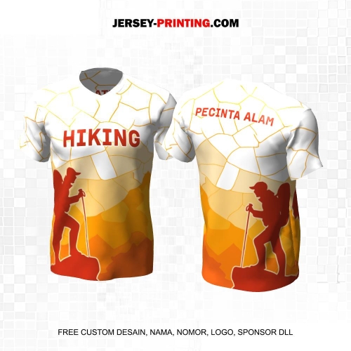 Jersey Pendaki Putih Orange Motif Abstrak 98