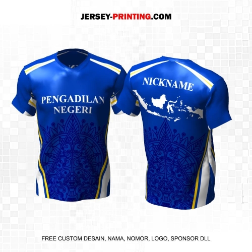 Jersey Pengadilan Negeri Instansi Pemerintahan Biru Putih Kuning Motif Garis Batik Peta 08